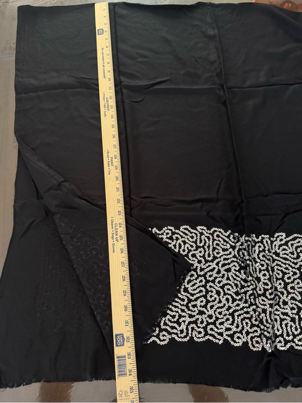 Elizabeth Gillett Black Viscose Silver sequins embroidered Shawl Scarf 70”x40” - Picture 9 of 11